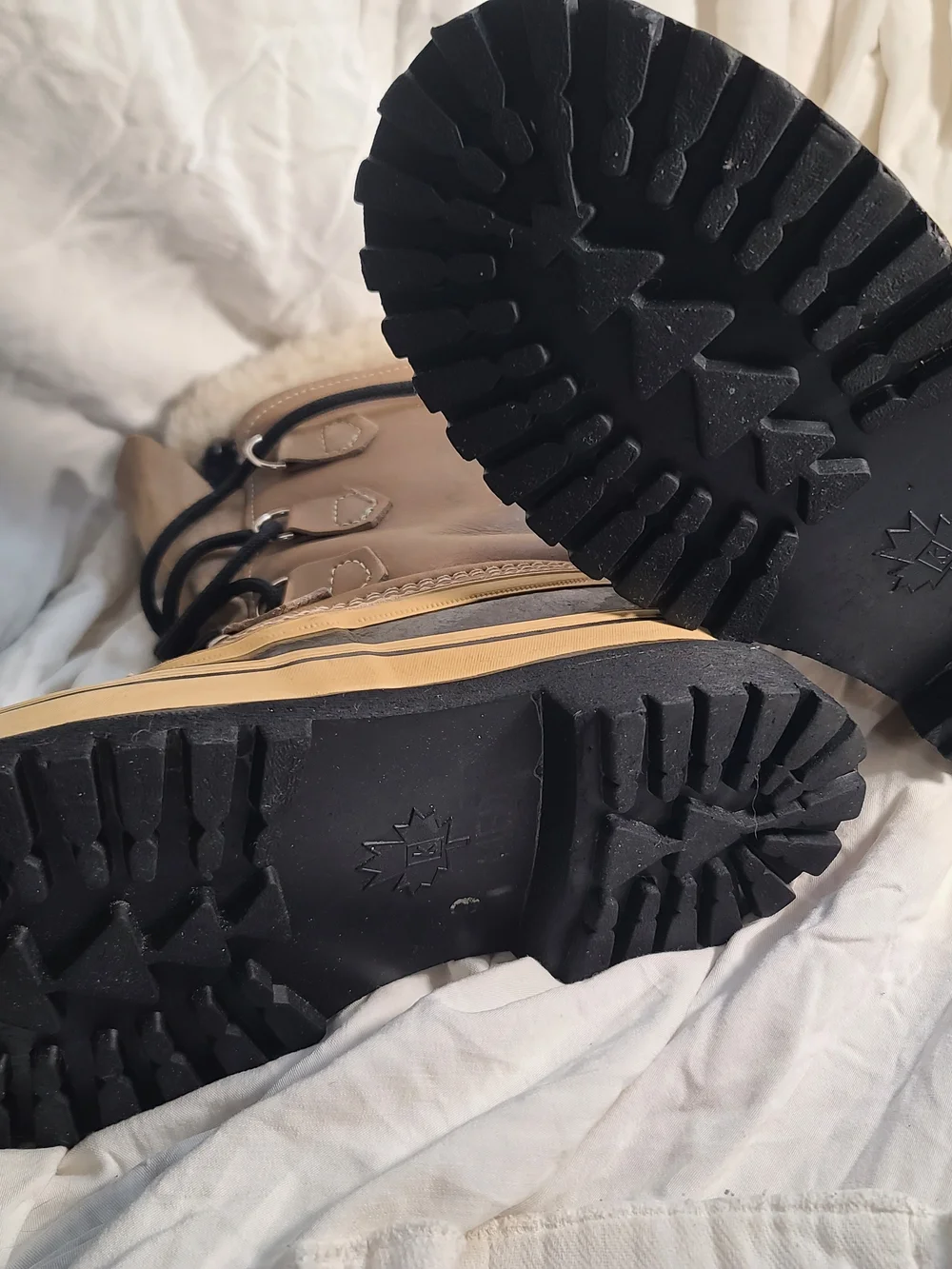 Sorel Men Tan and Black Waterproof Snow Boot with Shearling Collar